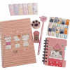 Kit papelaria rosa 7 itens